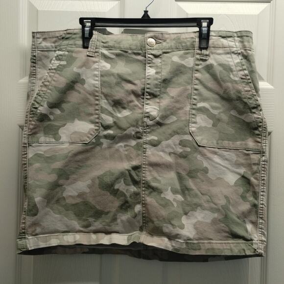 Seven7 Women's Plus Size 18 Green Camo Cotton Modal Blend Utility Skirt - Picture 1 of 6